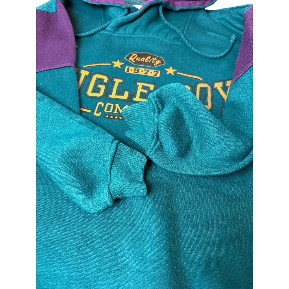 Boys Vintage 90s‎ Color Block Bugle Boy  Oversized Y2K Hoodie Sweater Small 8/10